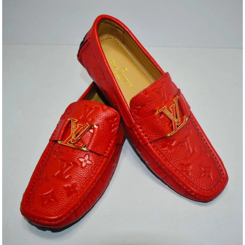 Red Louis Vuitton Monogram Brown Premium Luxury Loafers