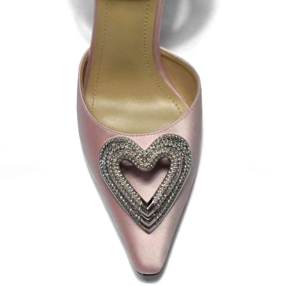 Mach & Mach Pink Heart Printed Premium Quality Pencil Heels Sandals-thumb-3