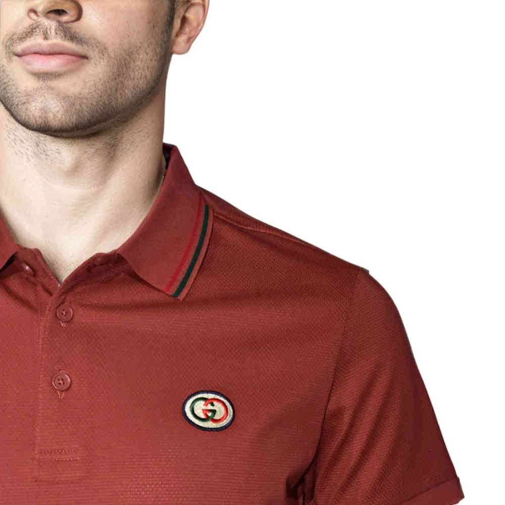 Gucci Red Premium logo Embroidered T-shirt-thumb-4