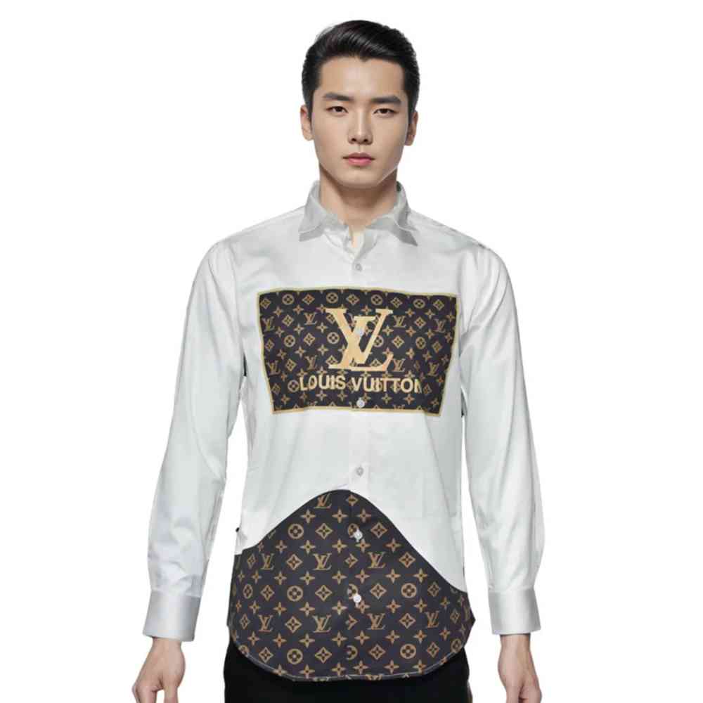 White Louis Vuitton Black Premium Quality New Designer Men's Casual Shirt