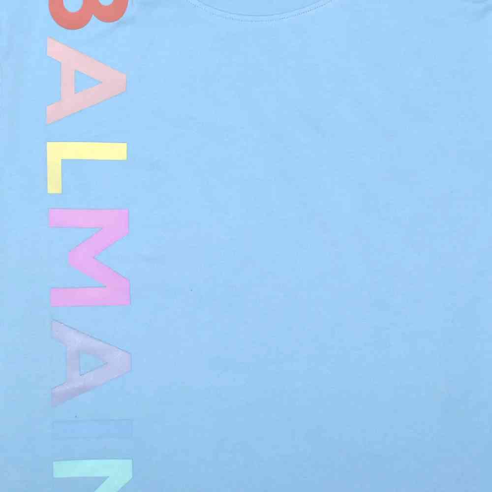 Balmain Sky Blue Premium Quality Women T-shirt-3