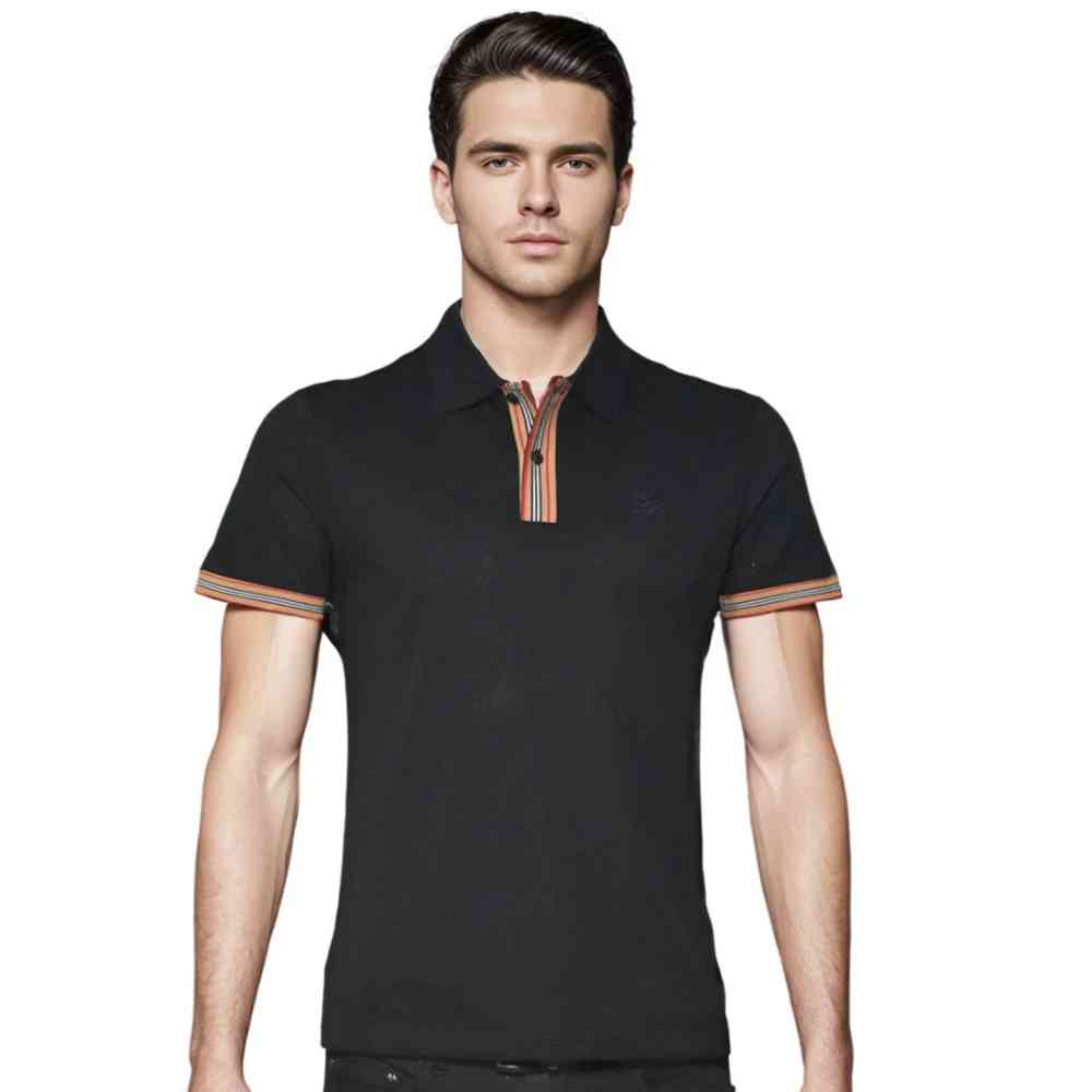 Black Burberry Embroidery Logo White Premium T-shirt
