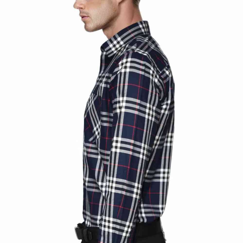 Burberry Navy Blue Premium Quality Men's Check Shirt-3