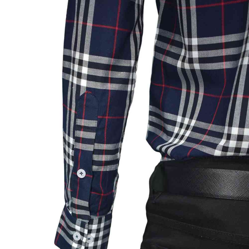 Burberry Navy Blue Premium Quality Men's Check Shirt-4