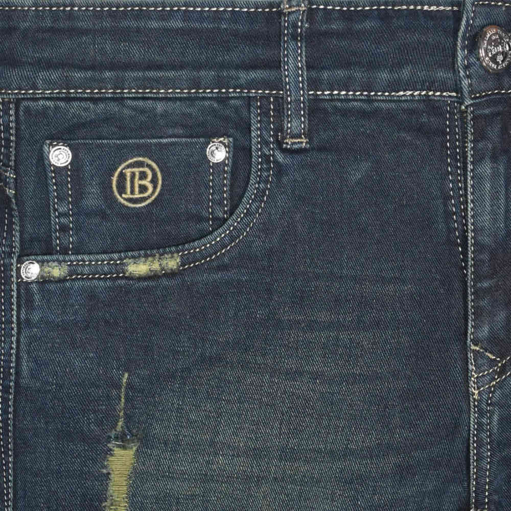 Balmain Blue Premium Ripped Denim Jeans-thumb-2