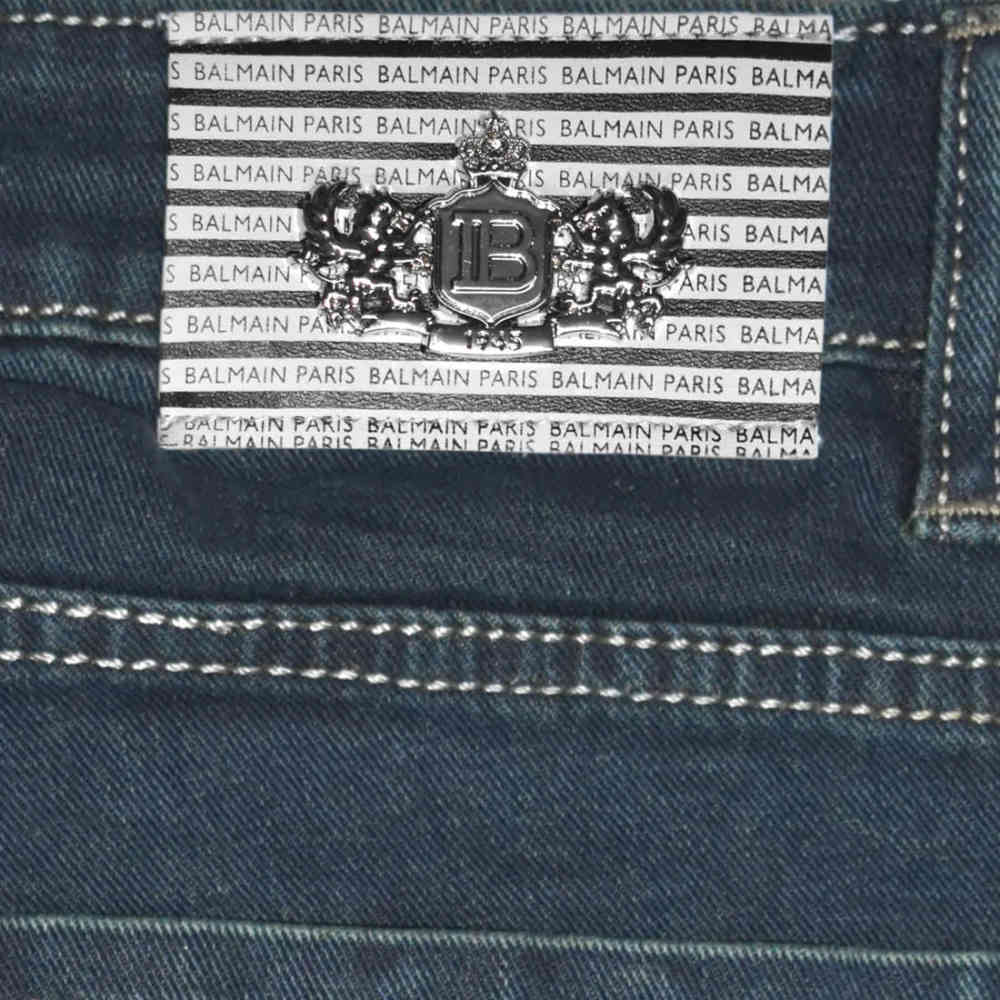 Balmain Blue Premium Ripped Denim Jeans-thumb-4