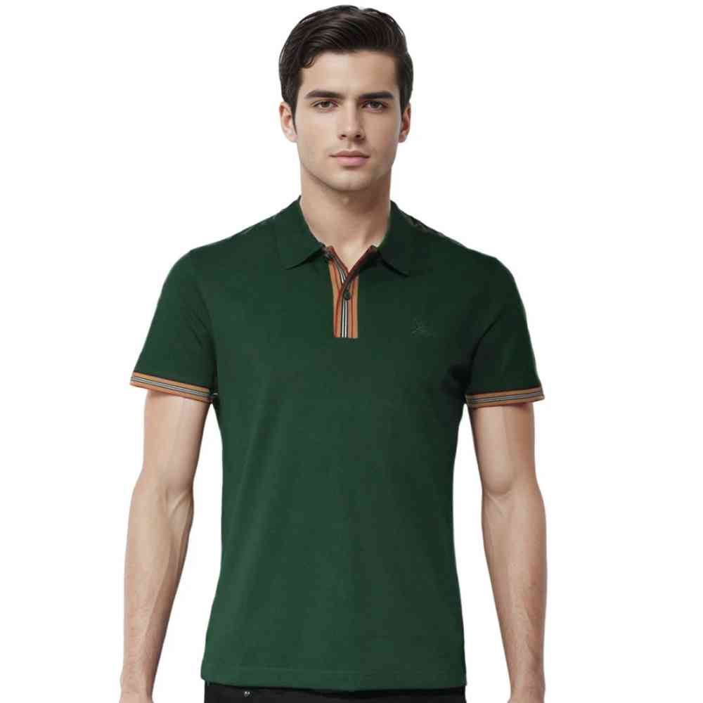 Green Burberry Embroidery Logo White Premium T-shirt