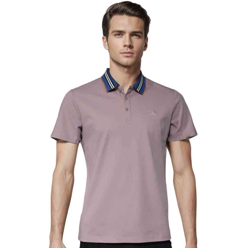 Light Purple Burberry White Premium Quality T-shirt
