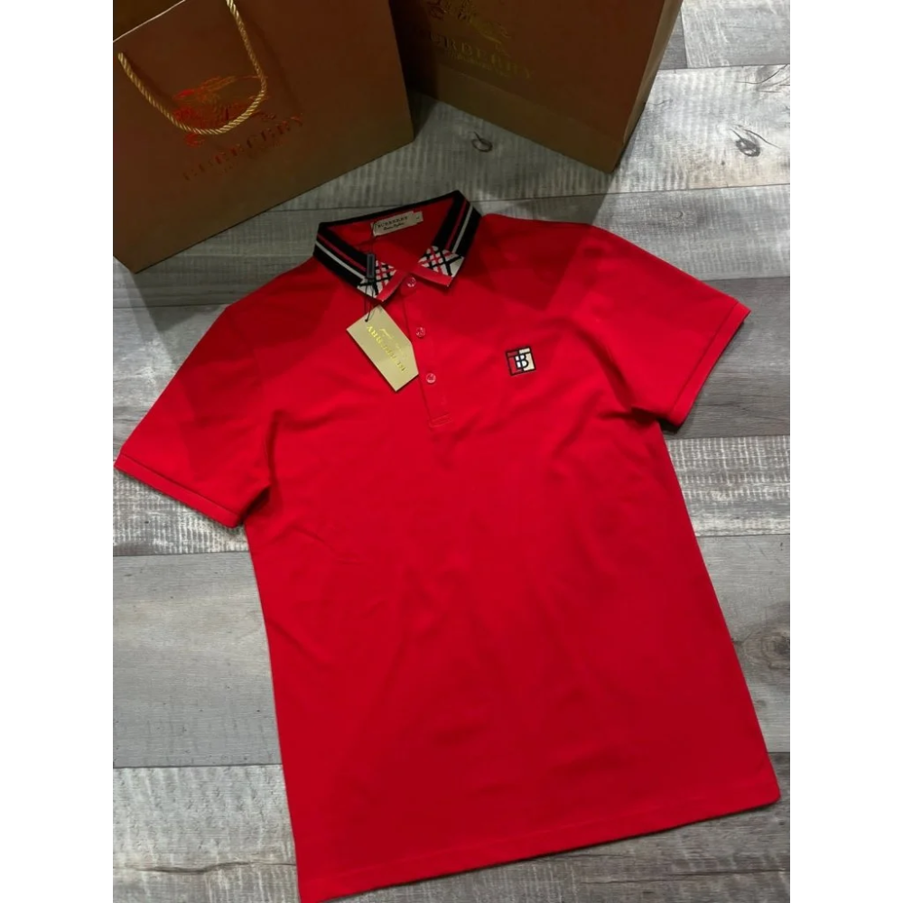 Burberry Red Premium Quality Polo Tees-thumb-6