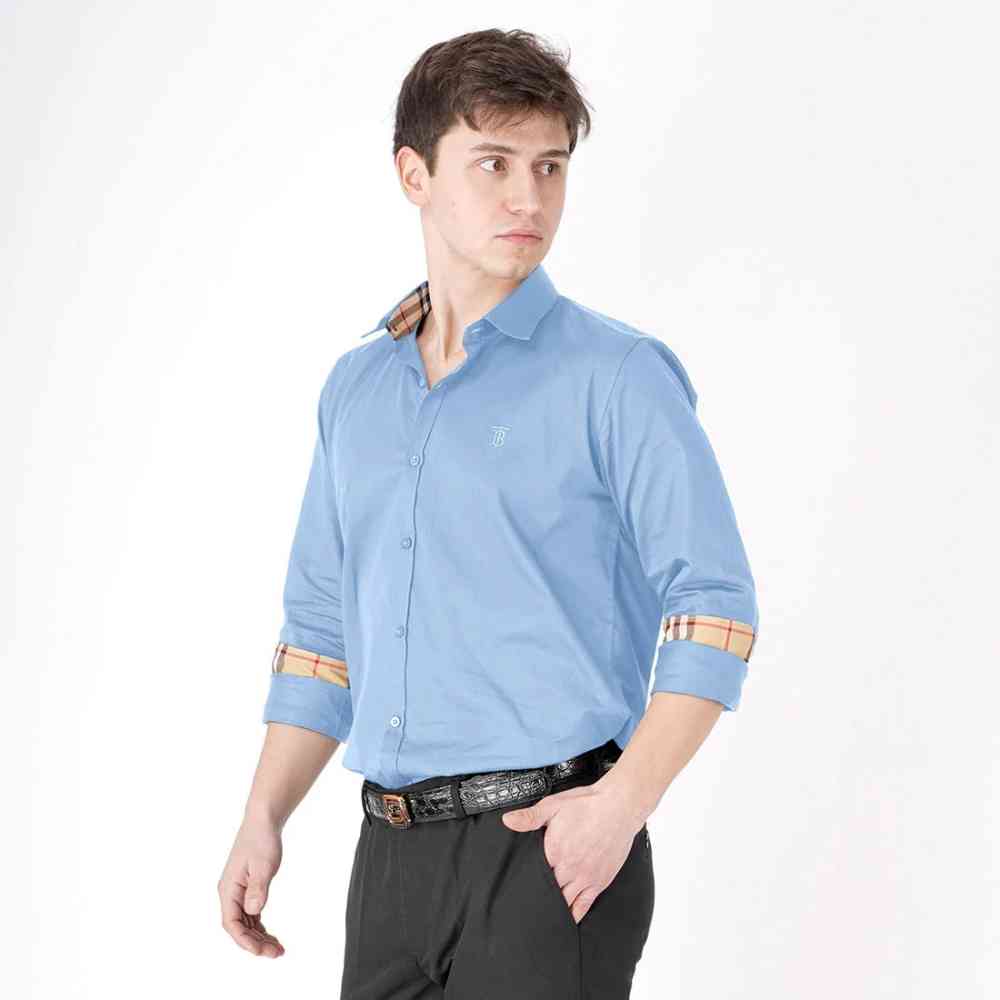 Burberry Sky Blue Premium Quality Shirt-thumb-4
