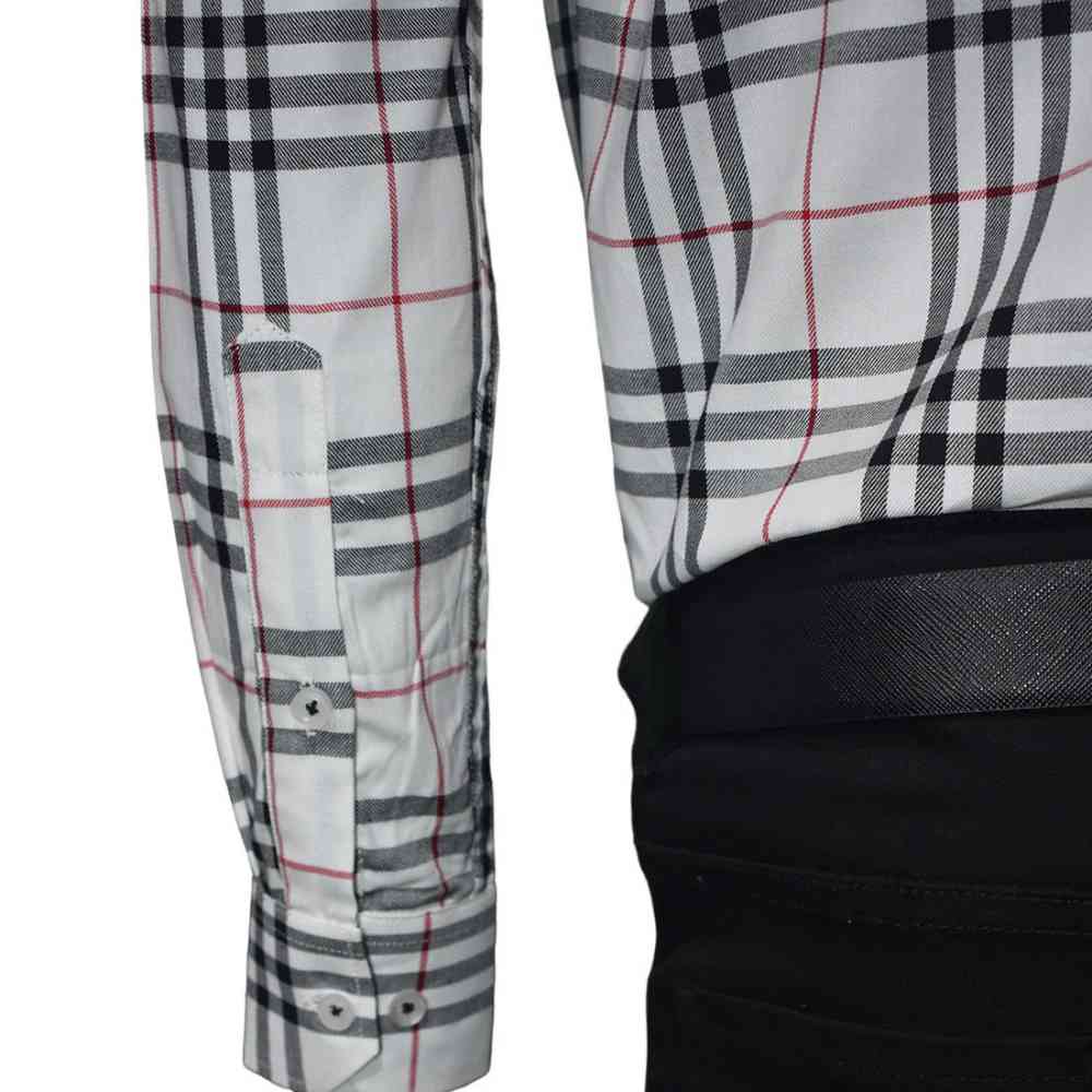 Burberry White Premium Quality Men's Check Shirt-4