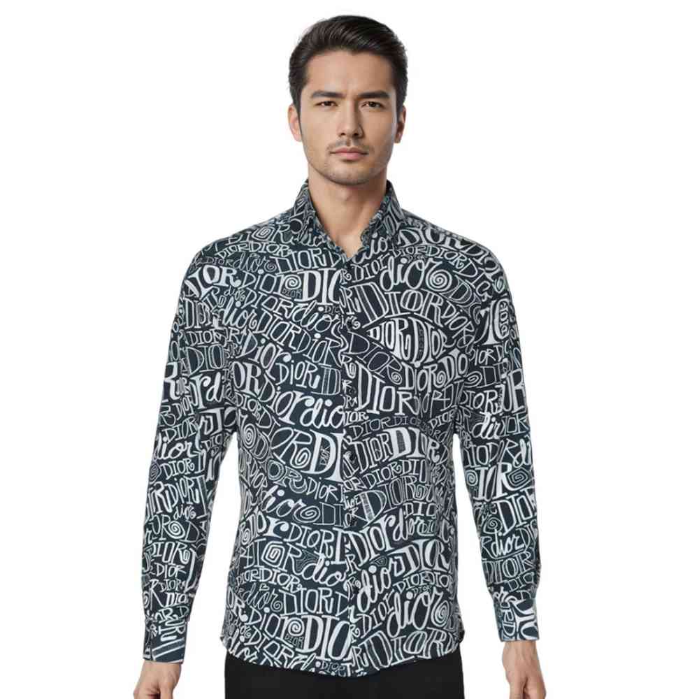Black Dior Printed Blue Premium Quality Shirt