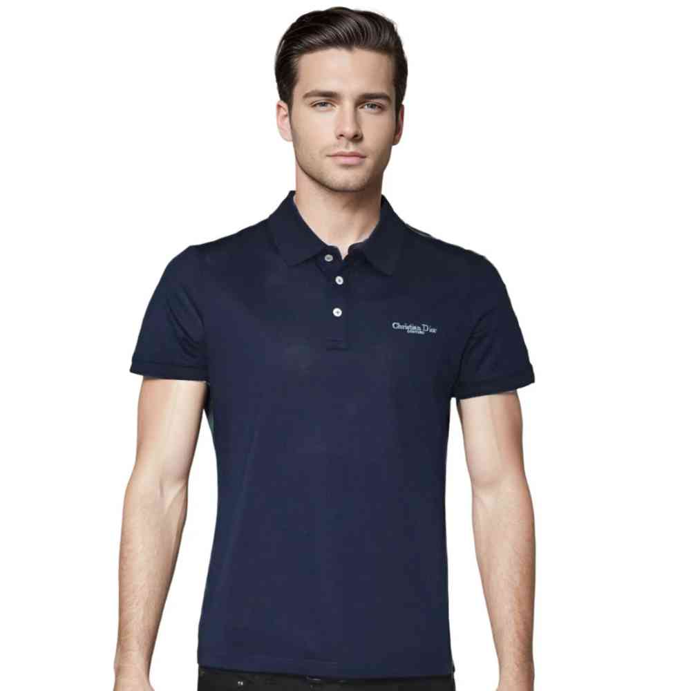 Navy Blue Christian Dior Embroidered logo Sand Premium T-shirt