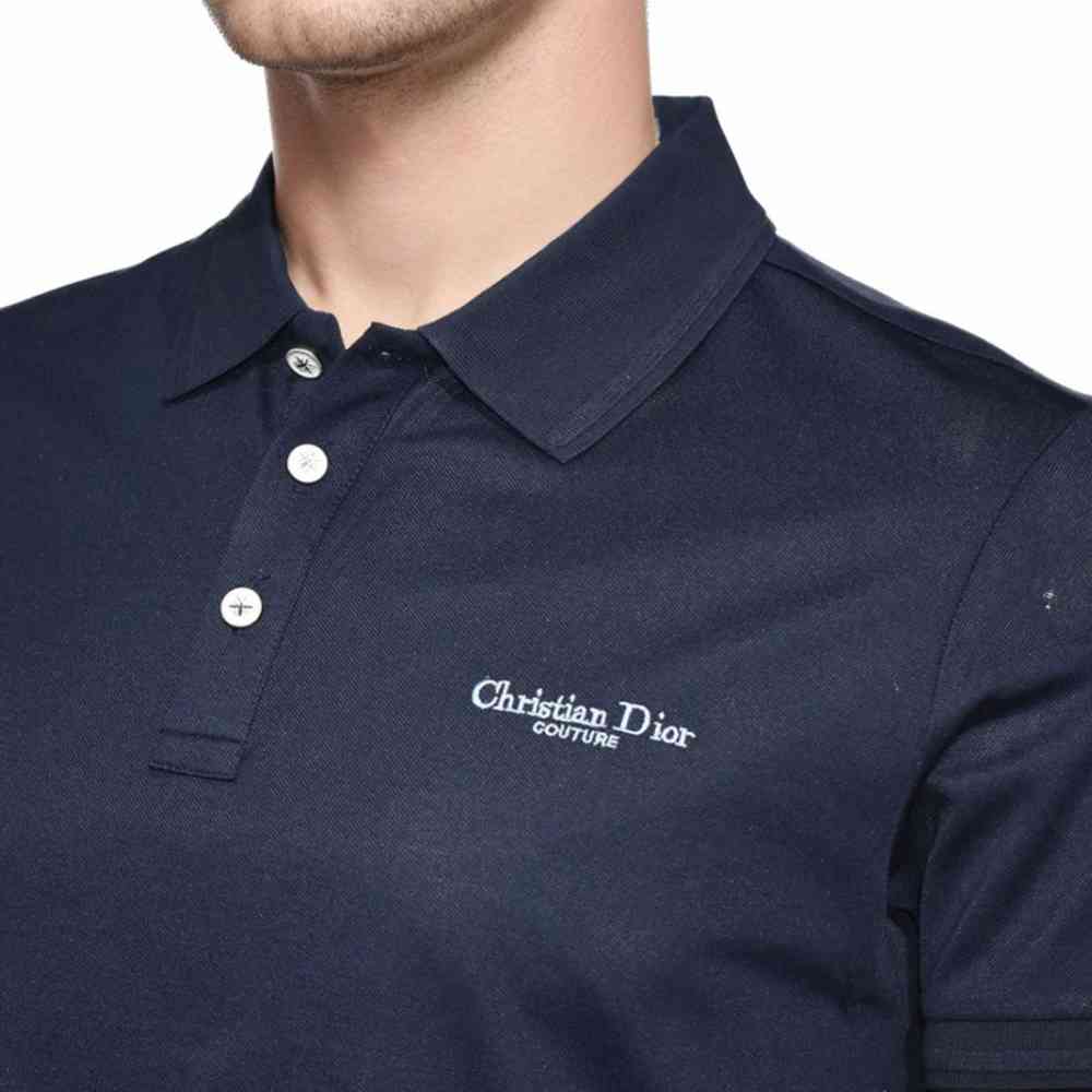 Christian Dior Embroidered logo Navy Blue Premium T-shirt-thumb-2