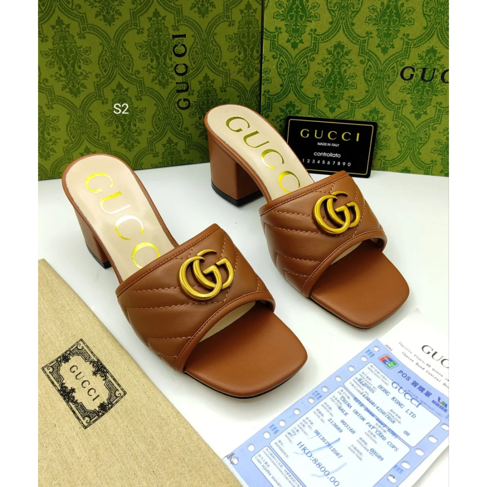 Brown Gucci Black Premium Quality Heels Sandals
