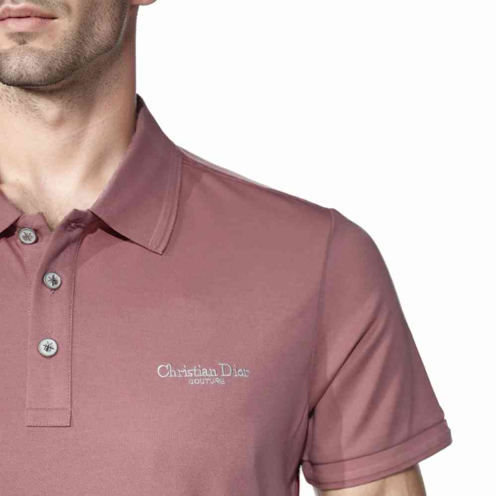 Christian Dior Embroidered logo Pink Premium T-shirt-thumb-2