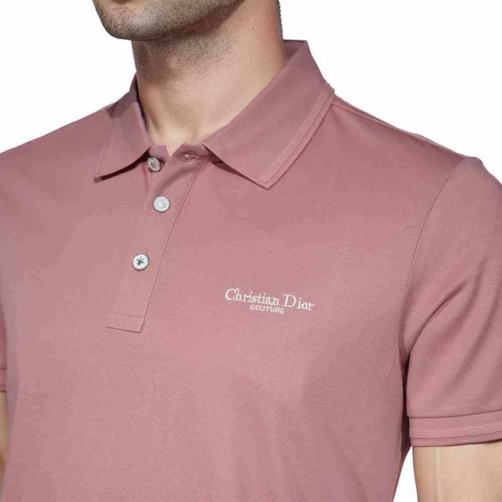 Christian Dior Embroidered logo Pink Premium T-shirt-thumb-4