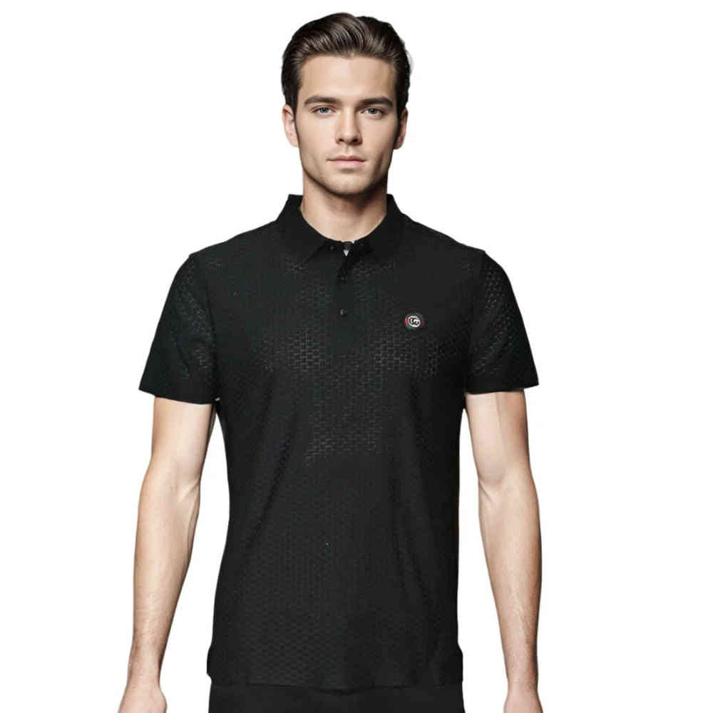 Black Gucci Embroidered logo Dark Green Premium Polo T-shirt