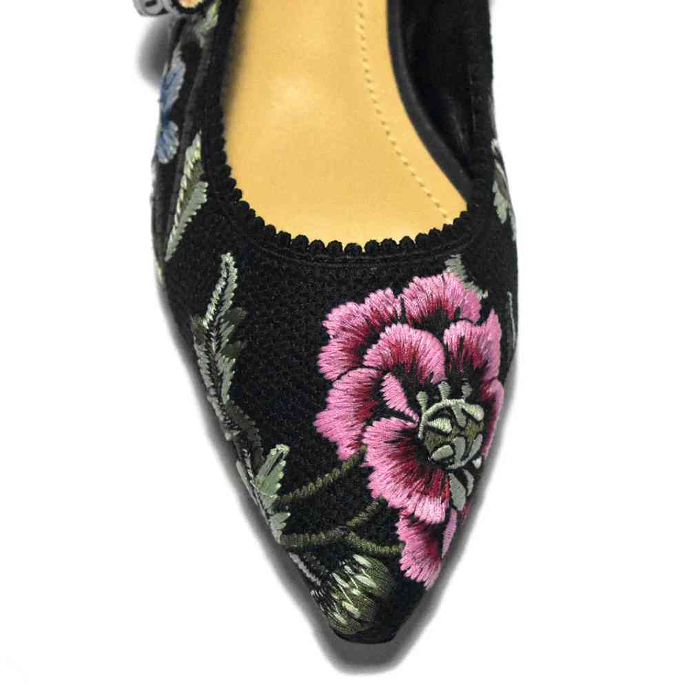 Dior Flower Printed Black Premium Quality Flat Sandals-thumb-3