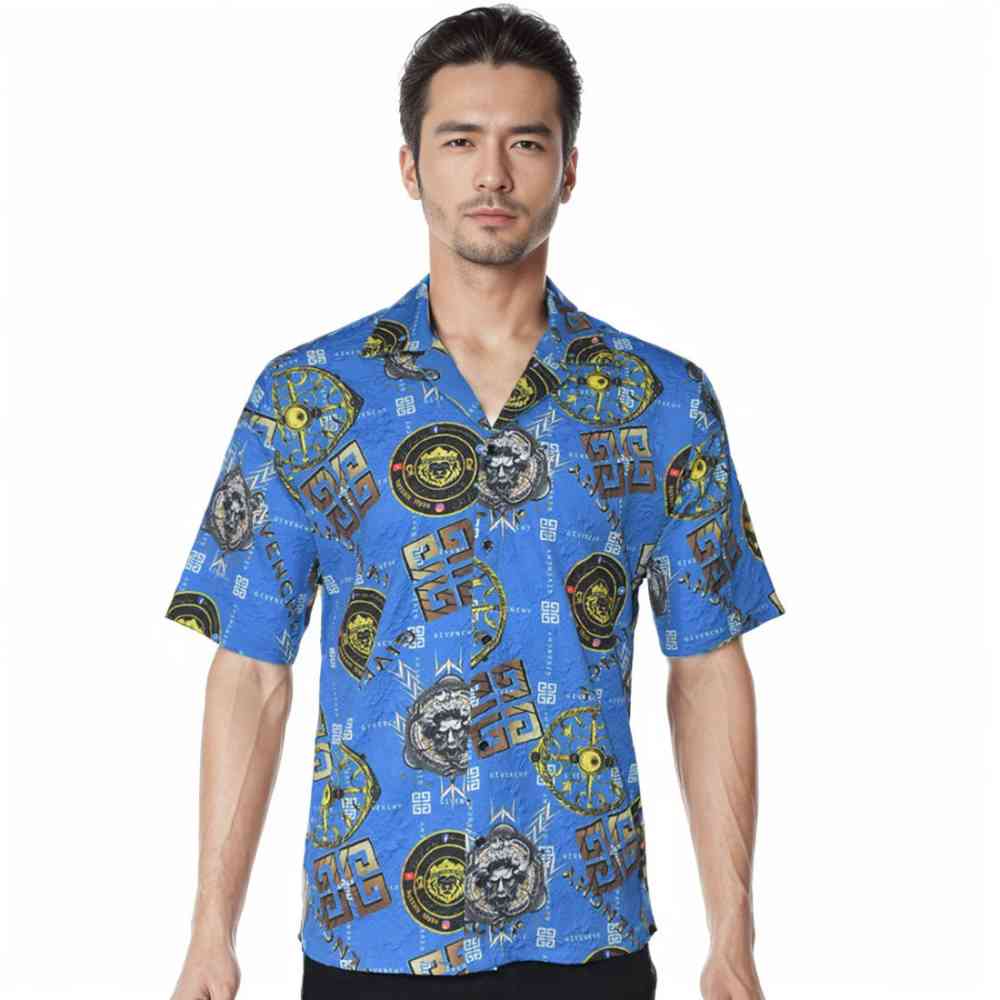 Blue Givenchy Printed Black Premium Quality Shirt