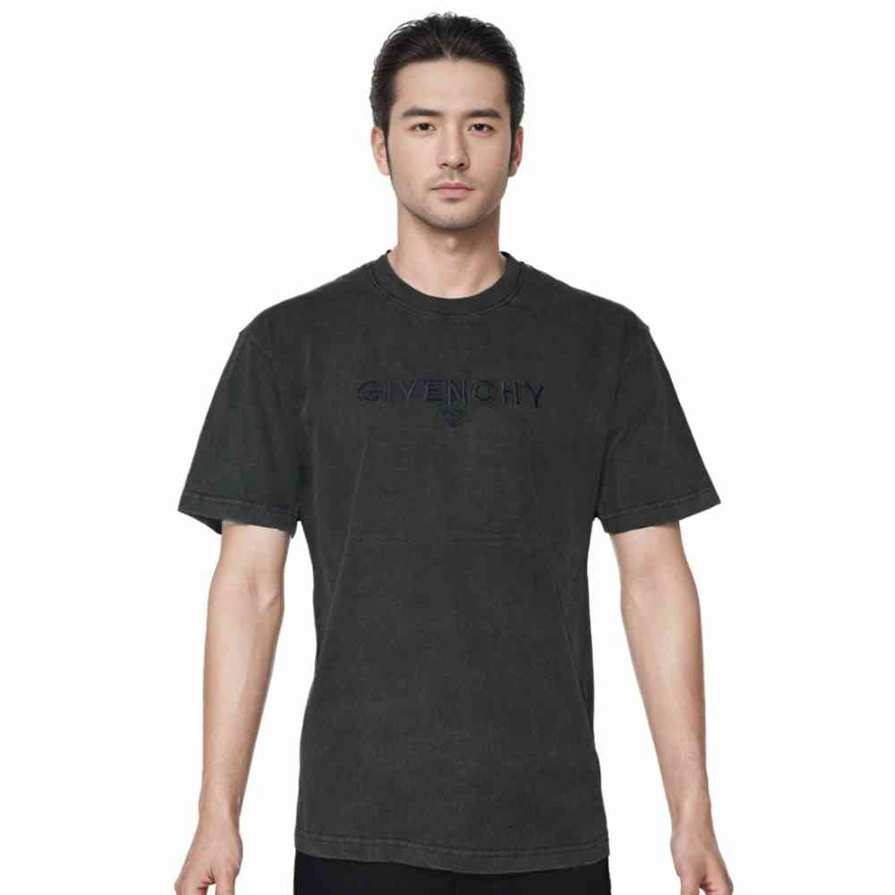 Black Givenchy Embroidered Sand Brown Premium Quality T-shirt