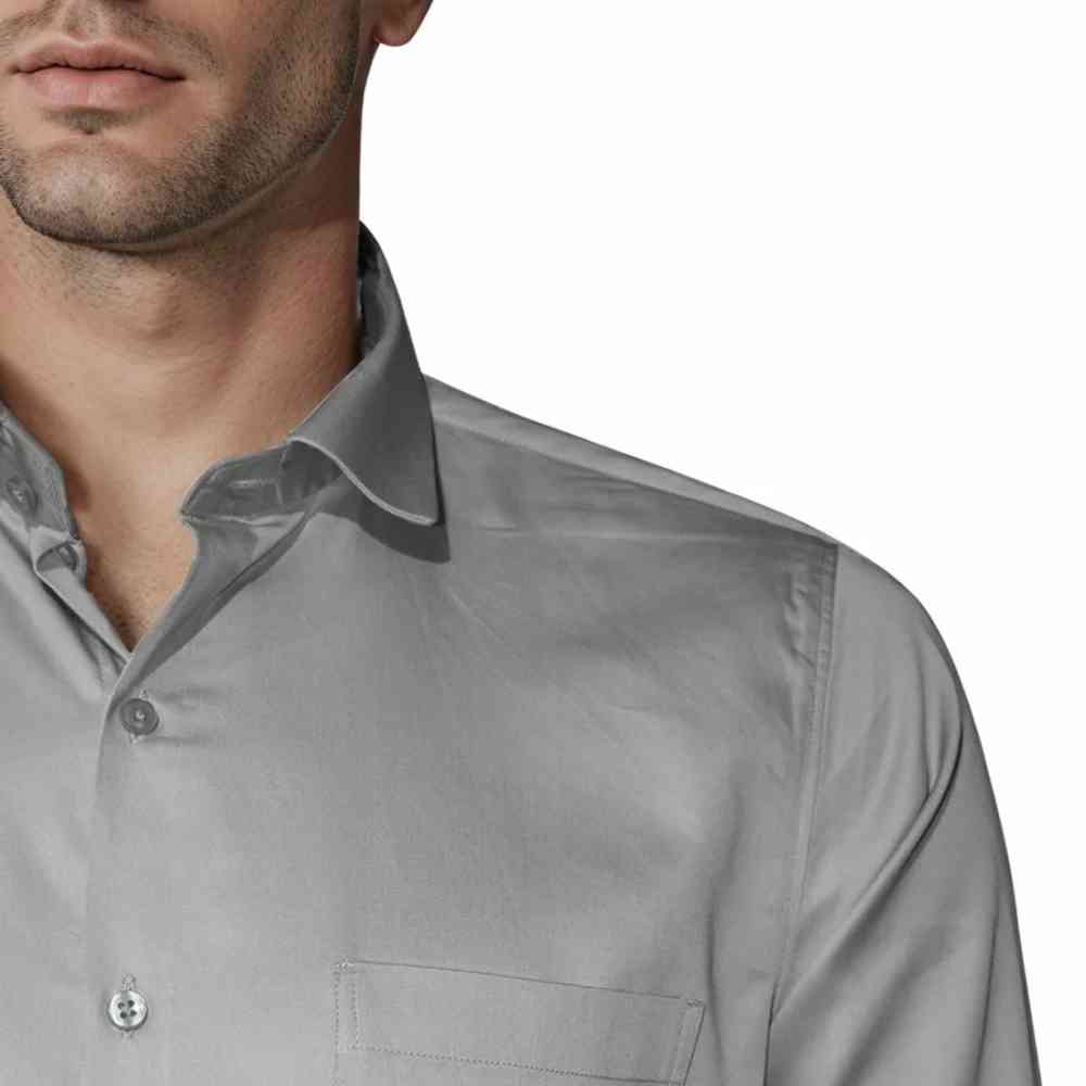 Emporio Armani Grey Premium Quality Flocking Text On Pocket Shirt-4