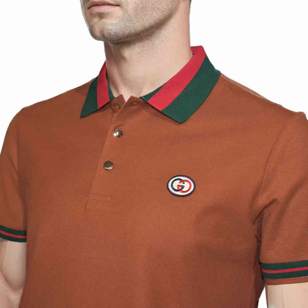 Gucci Embroidered logo Brown Premium T-shirt-thumb-2