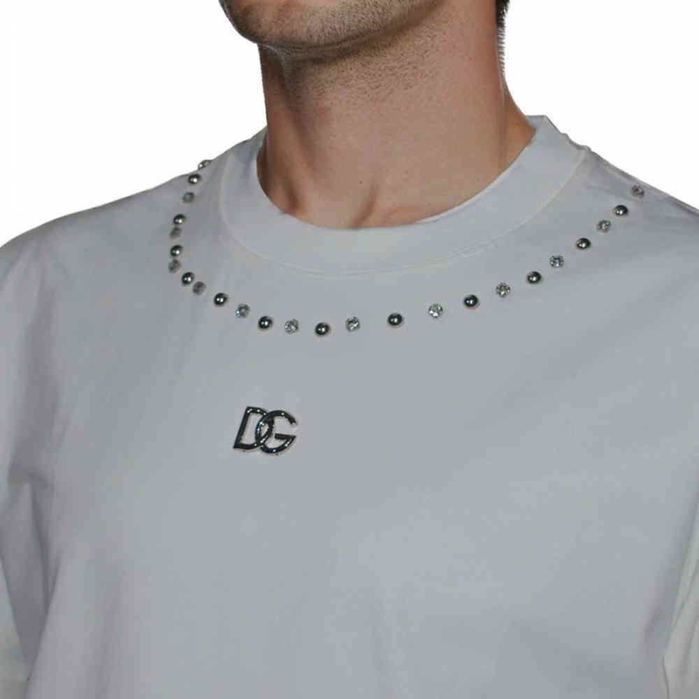 Dolce & Gabbana Studded logo White Premium T-shirt-thumb-2