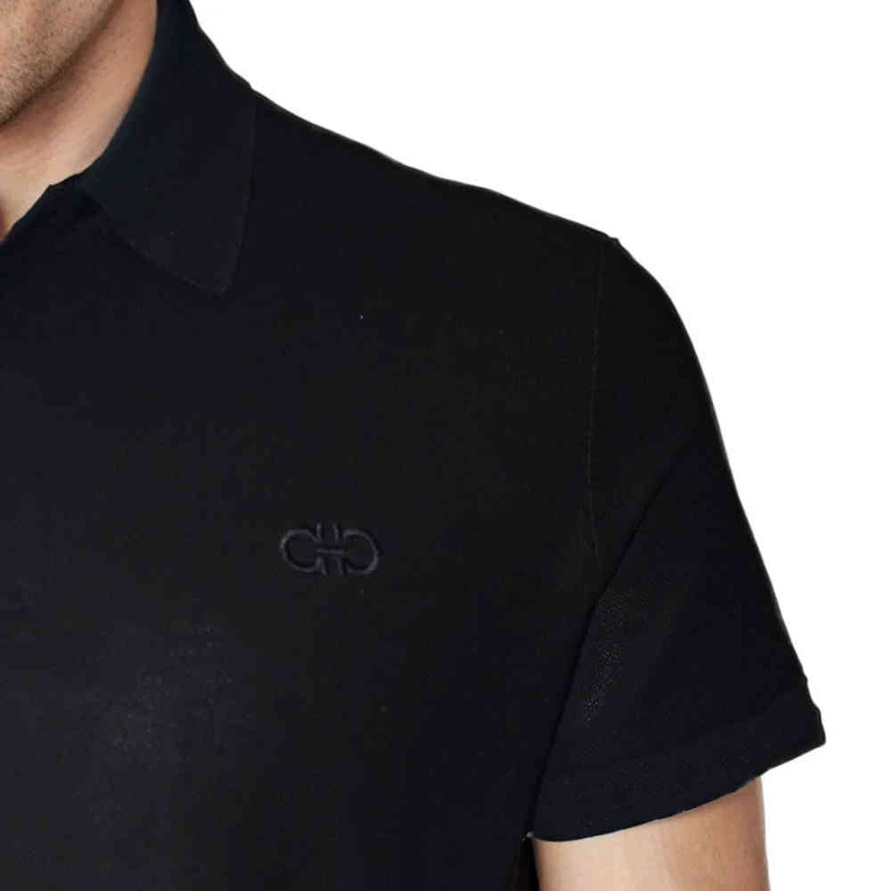 Ferragamo Embroidered logo Black Premium T-shirt-4
