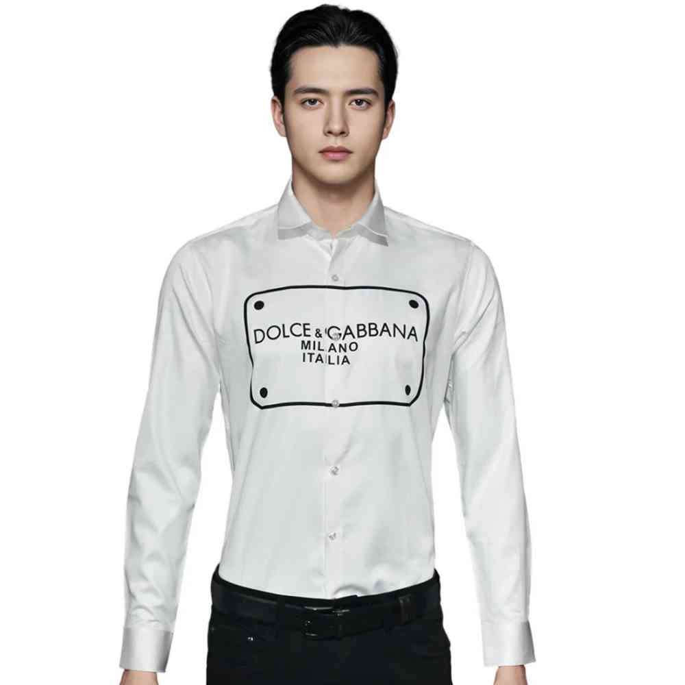 White Dolce & Gabbana Green Premium Quality Full Sleeve Shirt