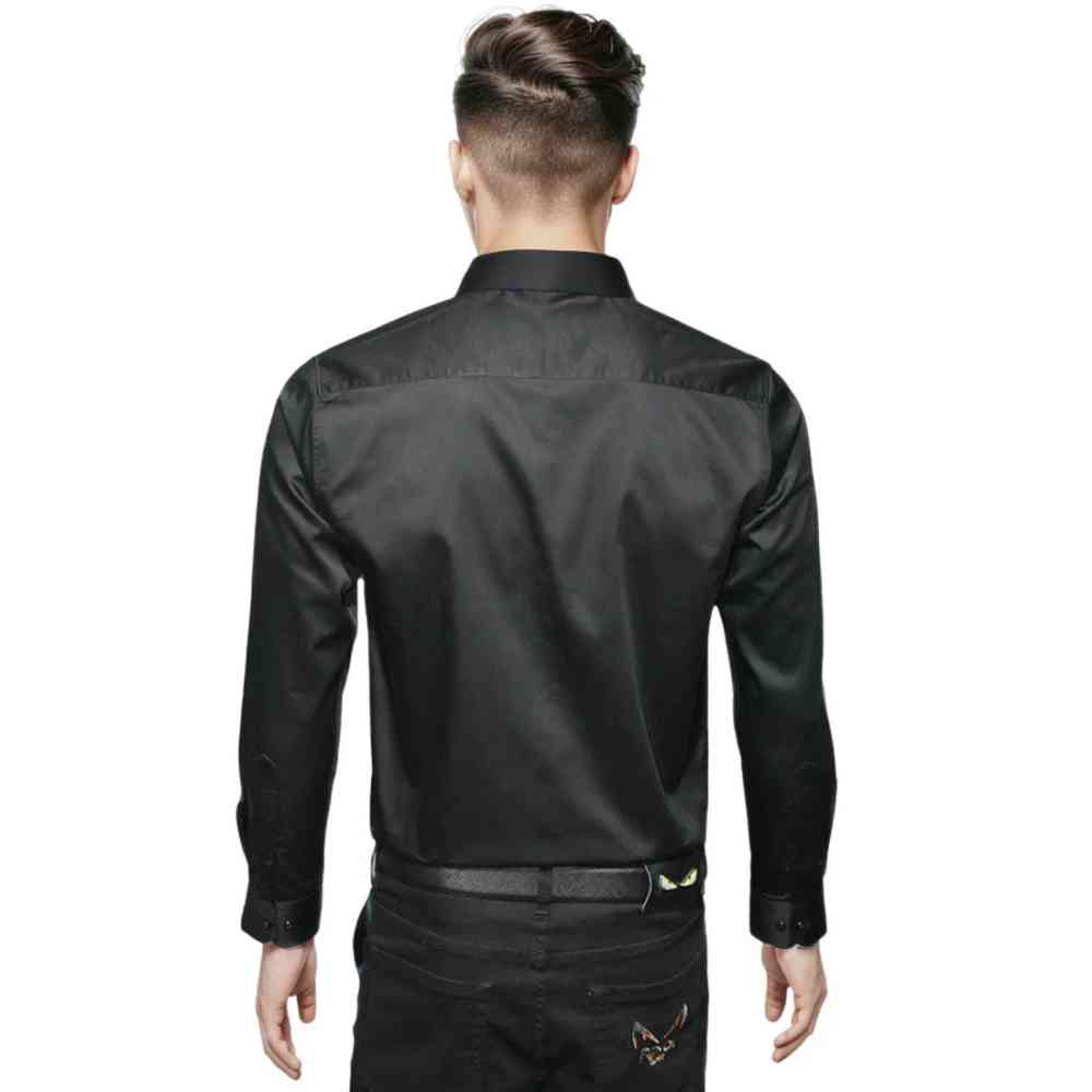 Emporio Armani Black Premium Quality Flocking Text On Pocket Shirt-1