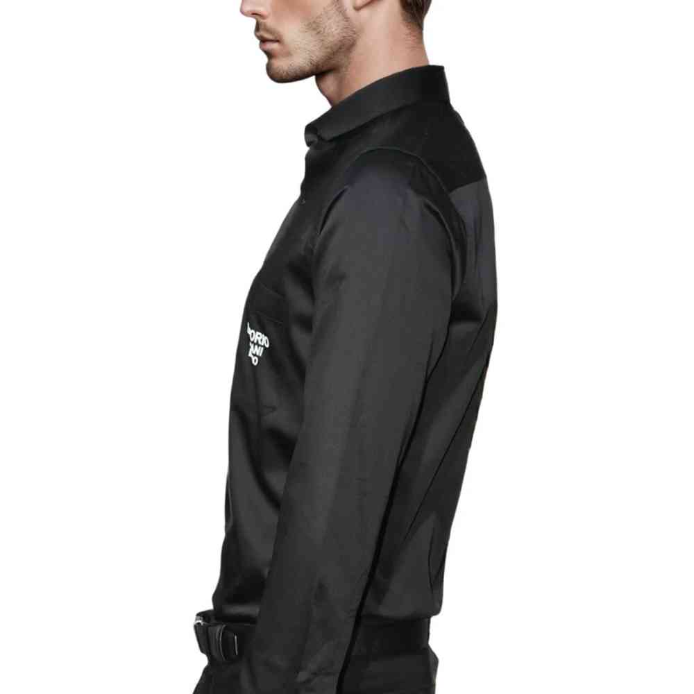 Emporio Armani Black Premium Quality Flocking Text On Pocket Shirt-3