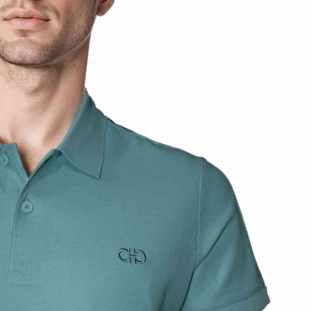 Ferragamo Embroidered logo Mint-Green Premium T-shirt-3