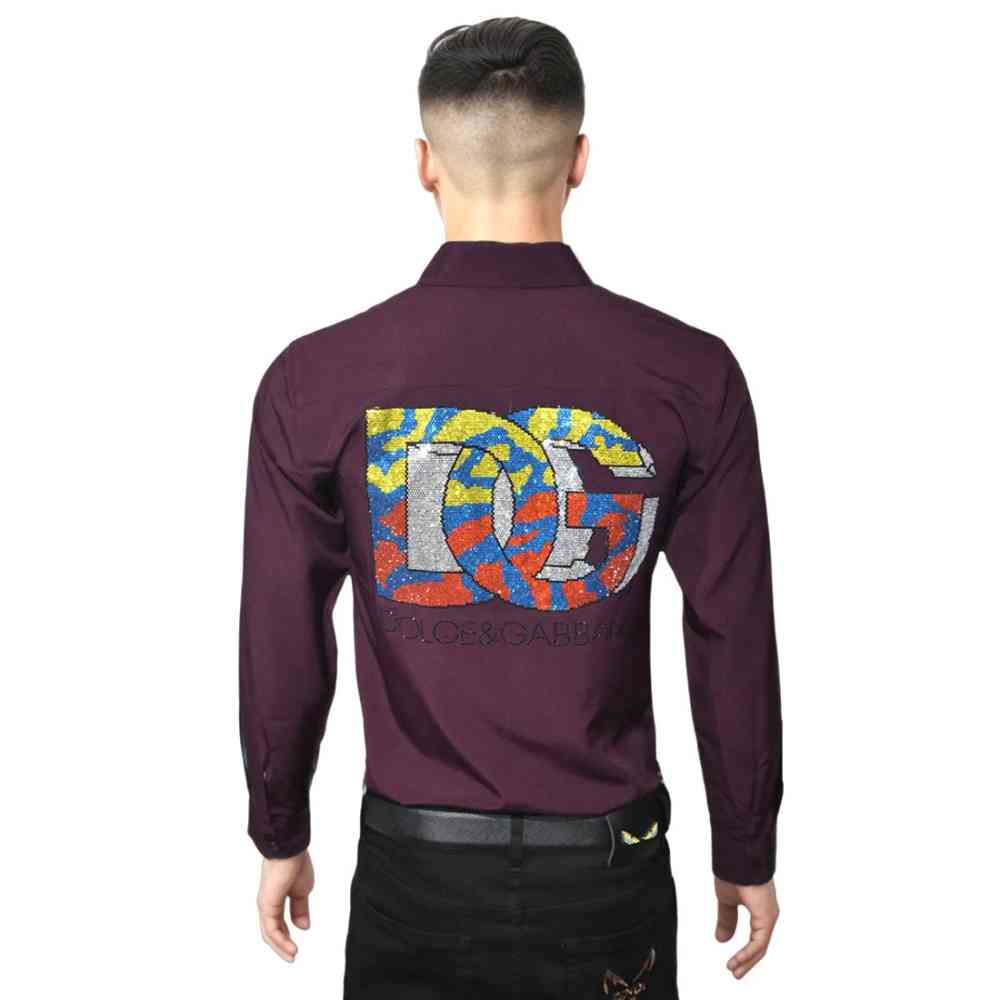 Dolce & Gabbana Wine Premium Quality Designer Shirt-1