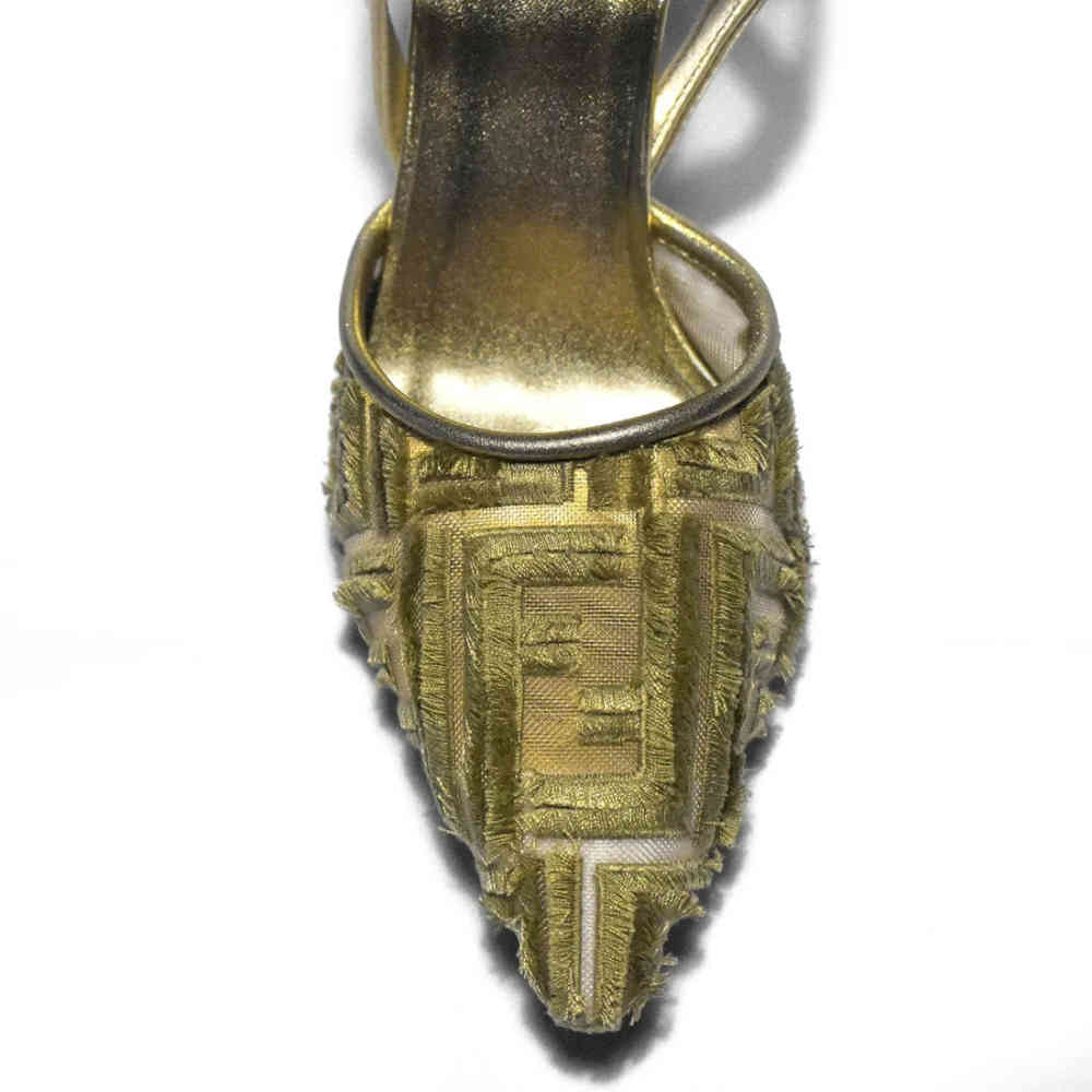 Fendi Golden Premium Quality Pencil Heels Sandals-thumb-4