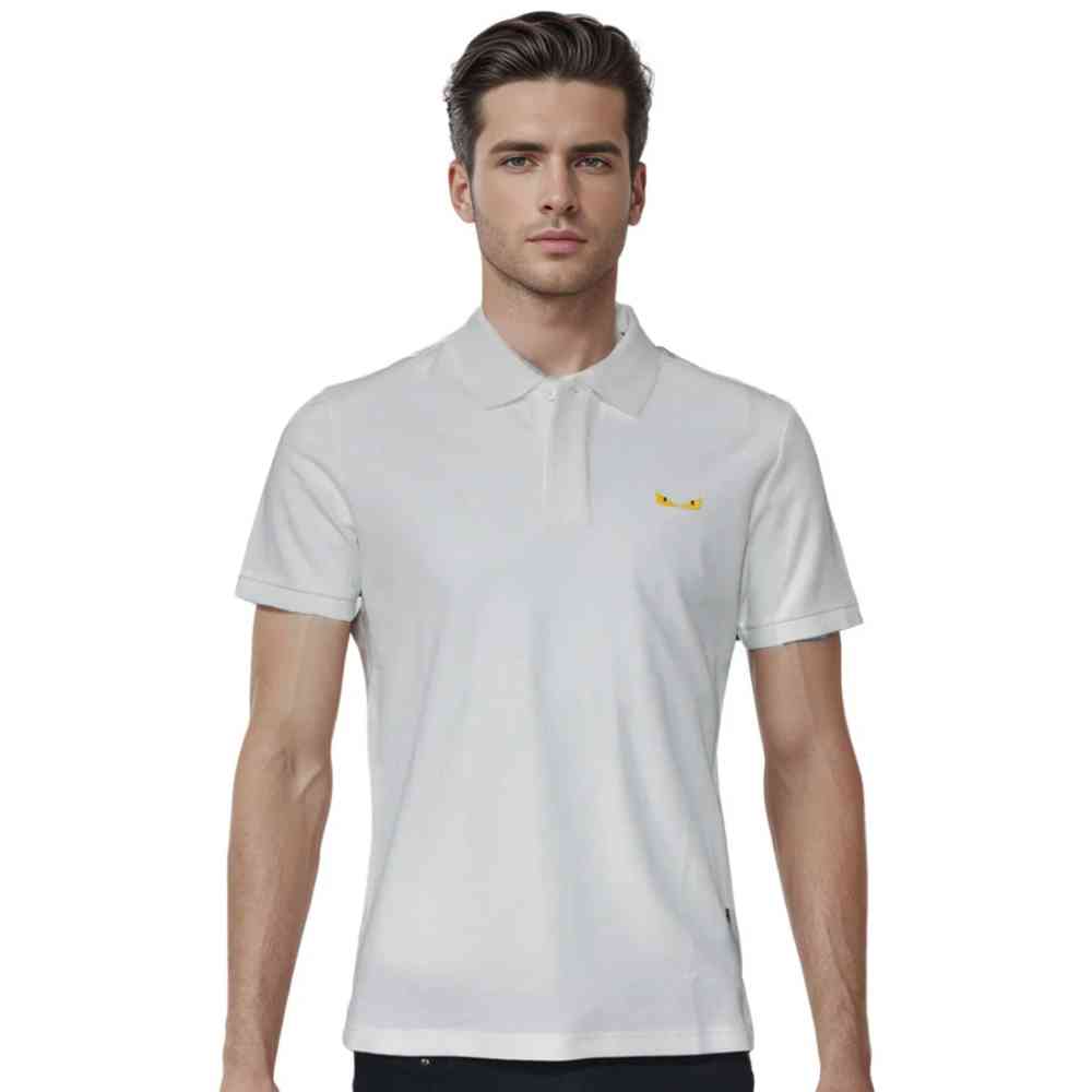 White Fendi Navy Blue Premium Quality T-shirt