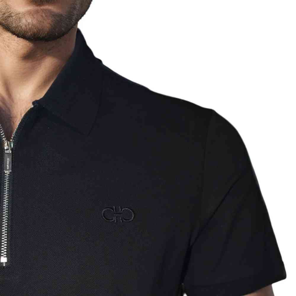 Salvatore Ferragamo Embroidered logo Black Premium T-shirt-4