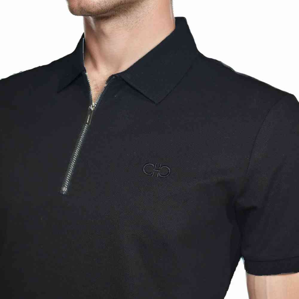 Salvatore Ferragamo Embroidered logo Black Premium T-shirt-2