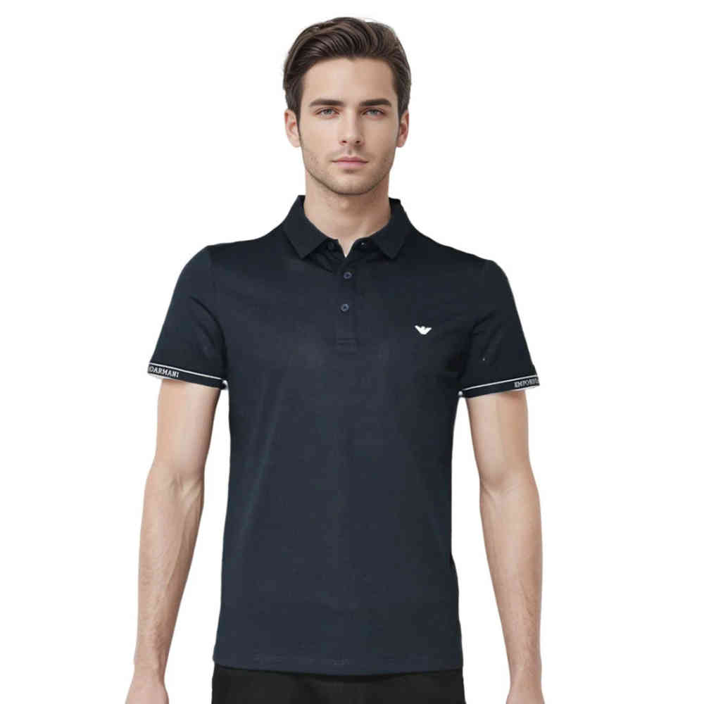 Dark Navy Blue Emporio Armani Embossed logo Dark Grey Premium T-shirt