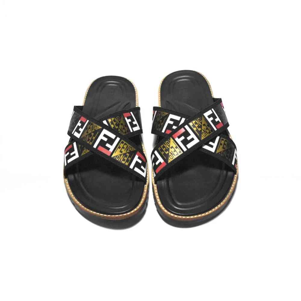 Fendi Black Premium Quality Men's Flip-Flops-4