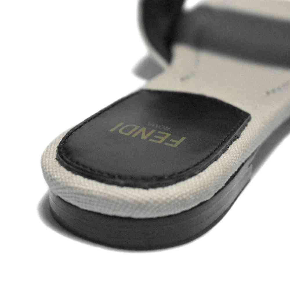 Fendi Black and Grey Premium Flat Sandals-4