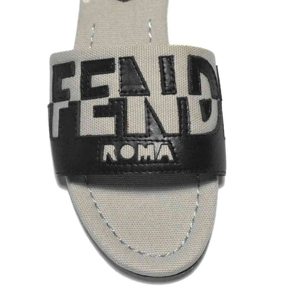 Fendi Black and Grey Premium Flat Sandals-3