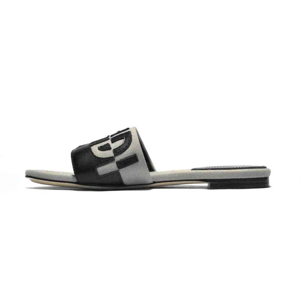Fendi Black and Grey Premium Flat Sandals-1