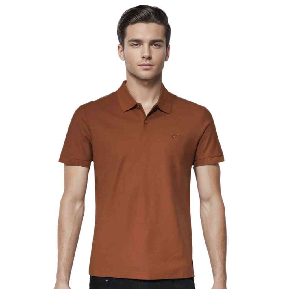 Brown Ferragamo Embroidered logo Black Premium T-shirt