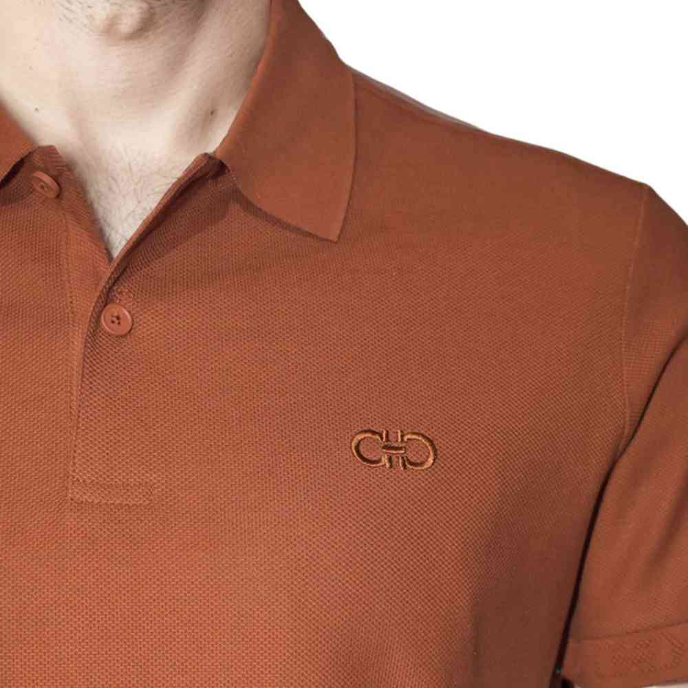 Ferragamo Embroidered logo Brown Premium T-shirt-4