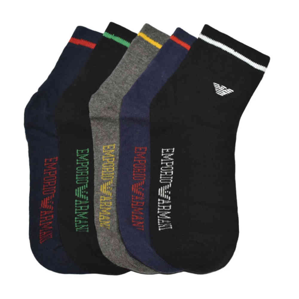L.A Premium Quality Socks Emporio Armani Embroidery logo Premium No Show Socks - Pack of 5