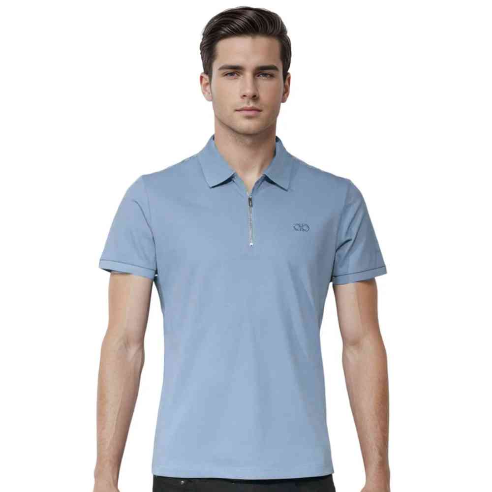 Blue Salvatore Ferragamo Embroidered logo Black Premium T-shirt