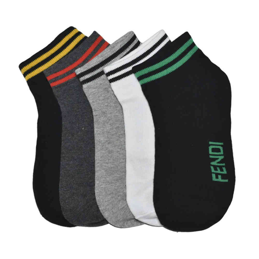 Fendi Embroidered logo Premium Low Ankle Socks - Pack of 5-thumb-1