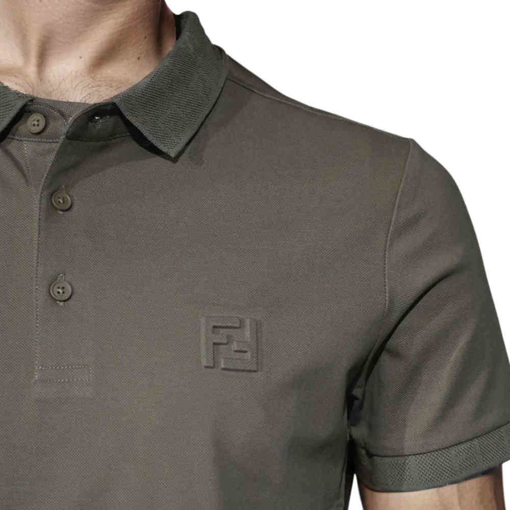 Fendi Embossed logo Green Premium Quality T-shirt-4