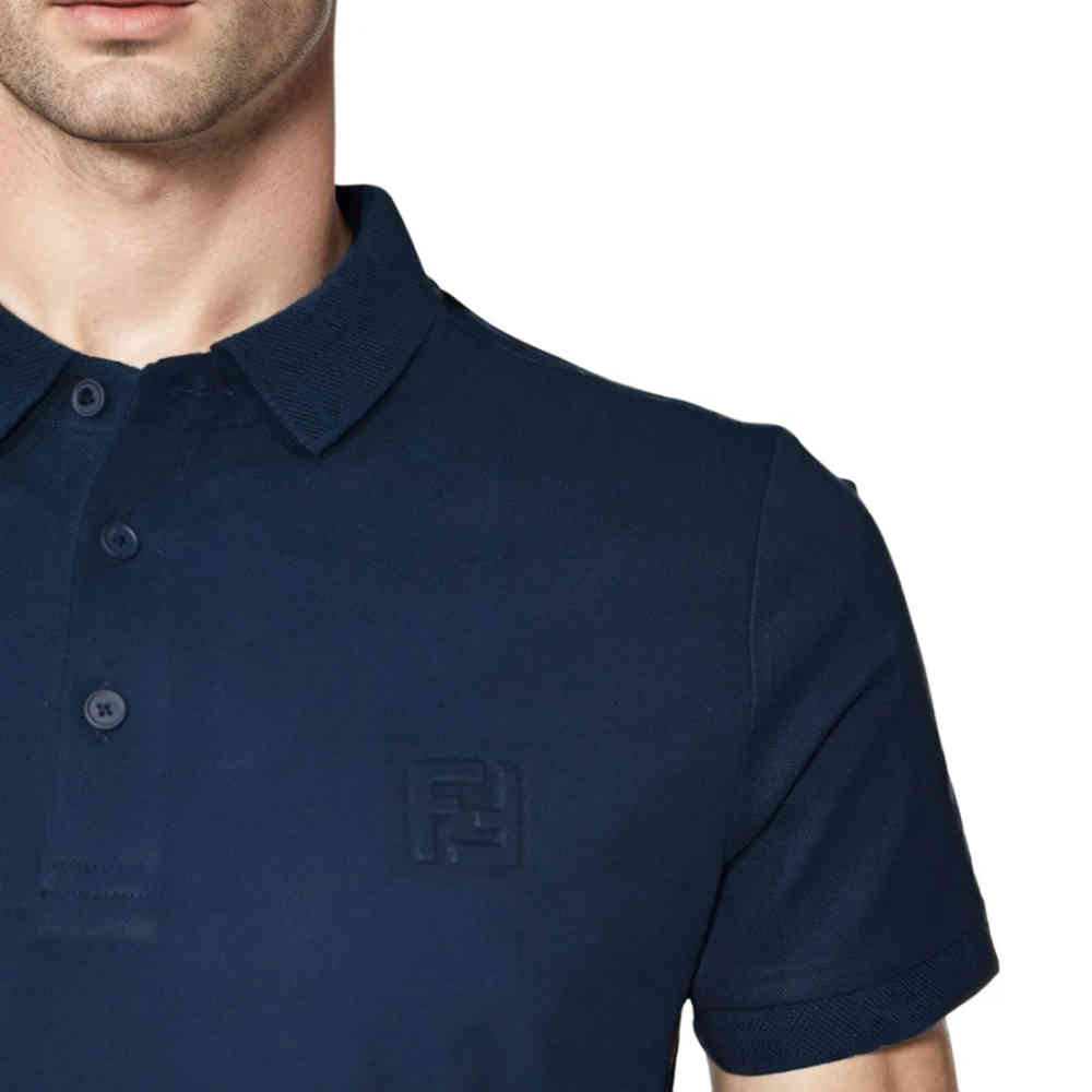 Fendi Embossed Logo Navy Blue Premium Quality T-shirt-thumb-4